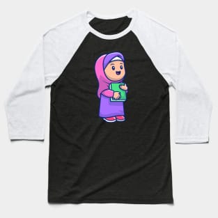 Cute girl moslem holding book Baseball T-Shirt